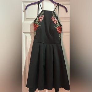 Black mini backless dress